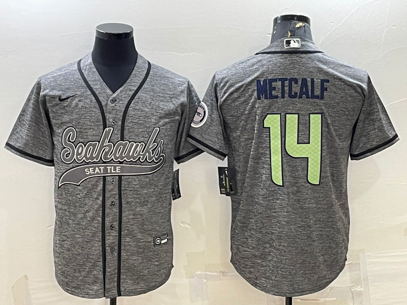 Men's Seattle Seahawks DK Metcalf #14 Gray Jersey Joint Edition